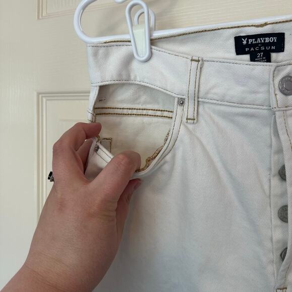 Pacsun X Playboy High Waist Cut-Out Slim Jeans Size 27 White Bunny Streetwear - Picture 8 of 12